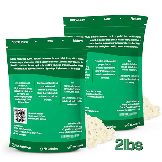 White Beeswax Pellets 2lb (1lb in Naturals