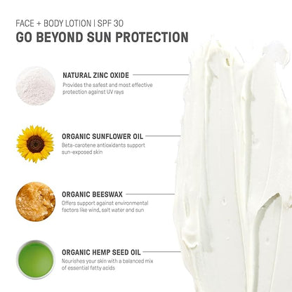 Raw Elements Face and Body Mineral Sunscreen SPF 30 Tube, Organic Sunblock Daily Protection, Non Toxic Reef Safe, Water Resistant, Cruelty Free, 3 oz (Pack of 1)