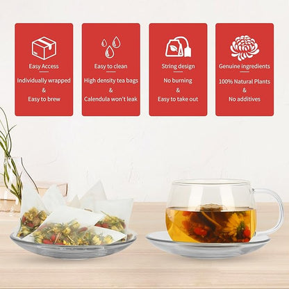 Liver Detox Tea,Chrysanthemum Cassia Seeds Tea Bags(160g, 8gX20Bags), Honeysuckle, Chinese wolf-berry, Sweet-scented Osmanthus, Burdock Root Combination of Floral Tea 菊花决明子茶包