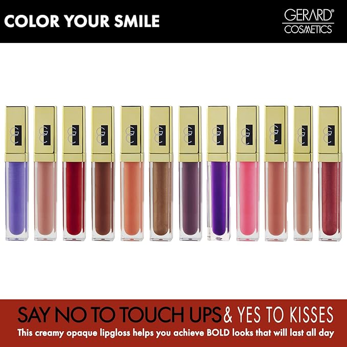 Gerard Cosmetics Color Your Smile Lip Gloss Bermuda | Super Pigmented Purple Lip Gloss with LED Light and Mirror | Shiny Finish | Hydrating Liquid Lip Color | Cruelty Free and Made in USA