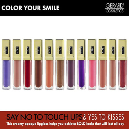 Gerard Cosmetics Color Your Smile Lip Gloss Bermuda | Super Pigmented Purple Lip Gloss with LED Light and Mirror | Shiny Finish | Hydrating Liquid Lip Color | Cruelty Free and Made in USA