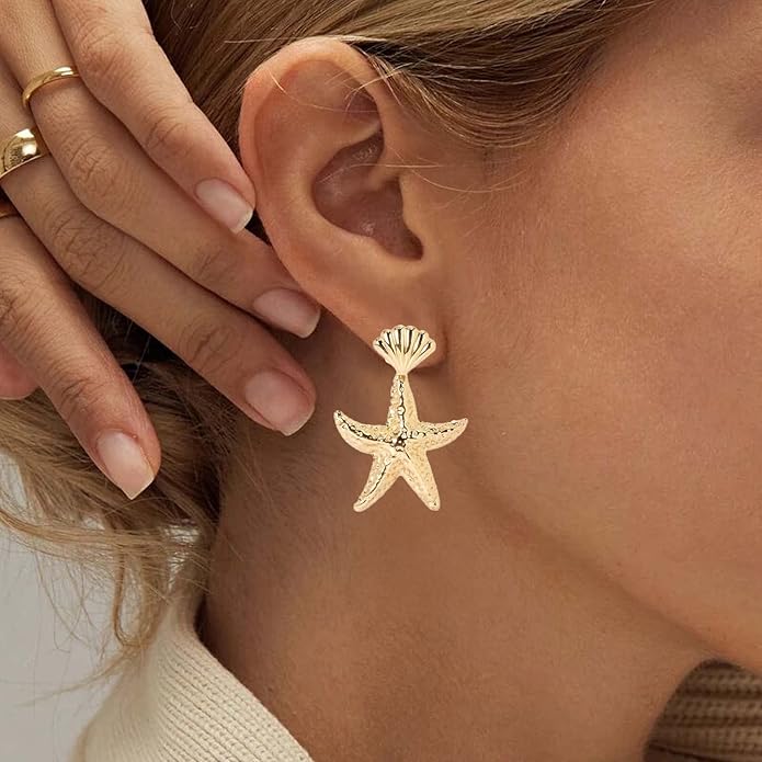 Vintage Starfish Dangle Earrings Starfish Drop