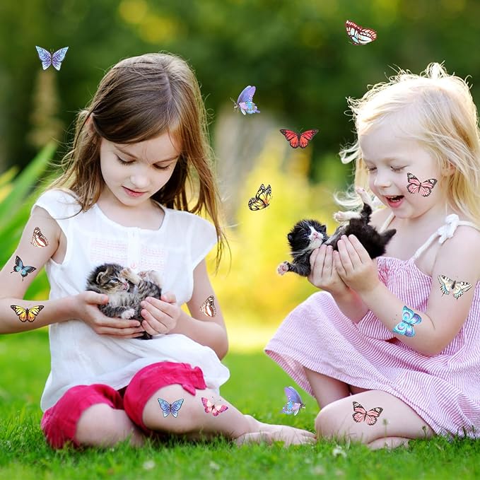 20 Sheets/198pcs Butterfly Temporary Tattoos, Butterfly Face Stickers Party Favors