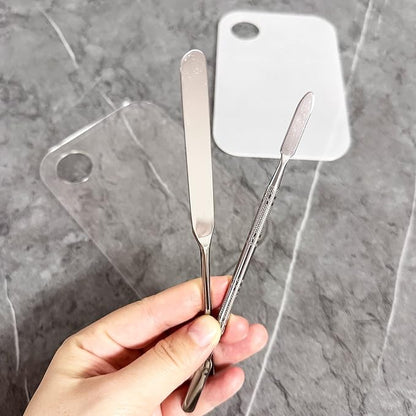 Stainless Steel Foundation Spatula with Makeup Mixing Palette,