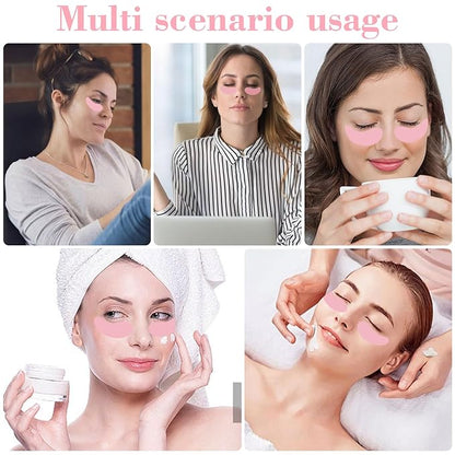 2 Pairs Under Eye Patches Eye Mask Silicone - Reusable Eye Patches Eye Wrinkle Patches, Plump Fine to Reduce Lines & Wrinkles, with Eye Cream Applicator, Tin Case