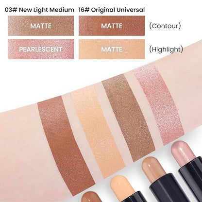 Kaely 2Pcs Cream Bronzer Highlighter Stick,Face Shaping Contouring Shades Makeup,03+16