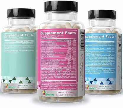 Eu Natural Beauty Bundle - Vibrance Bundle with Biotin & Serenity for Healthier Hair Growth, Stronger Nails, Glowing Skin