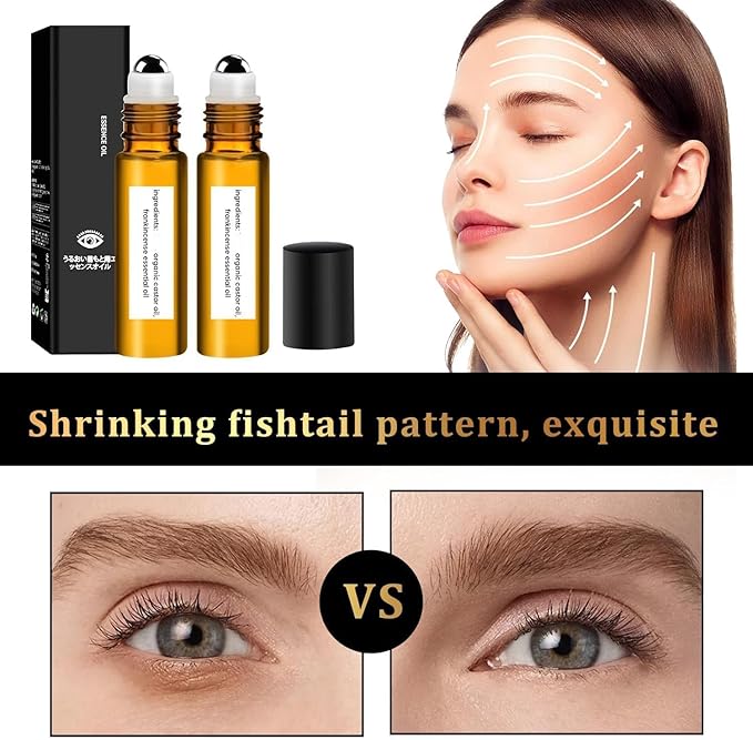 2 PCS Eye Essence Oil Roller Ball Applicator,Castor Frankincense Rollerball, Frankincense and Castor Oil Roller for Eyes, Bags Under Eyes
