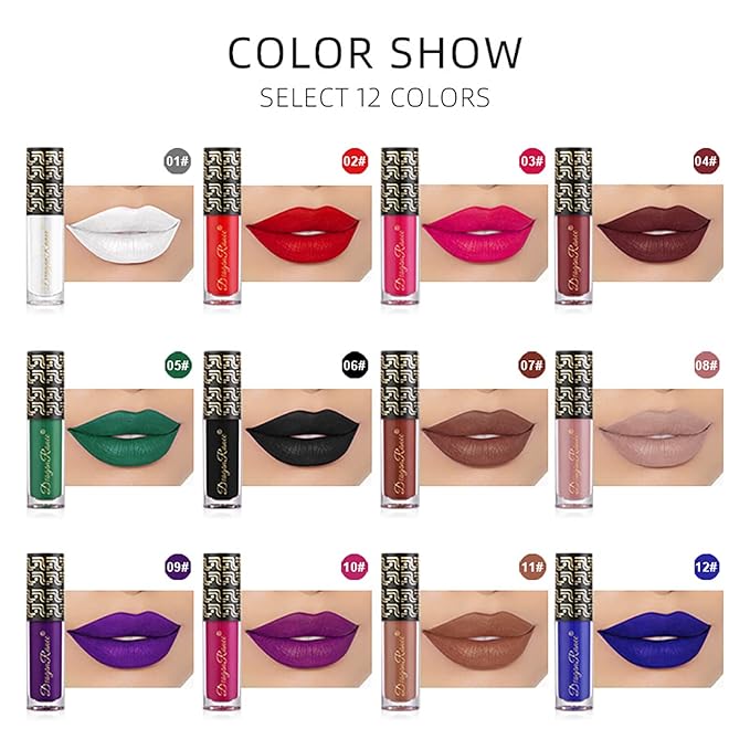 Halloween Dark Matte Liquid Lipstick for Women, Long Lasting Waterproof Lip Gloss, Face Body Painting, Vivid Vampire Lip Stain for Masquerade, Party Goth Makeup, Cosplay (#07 Chocolate)