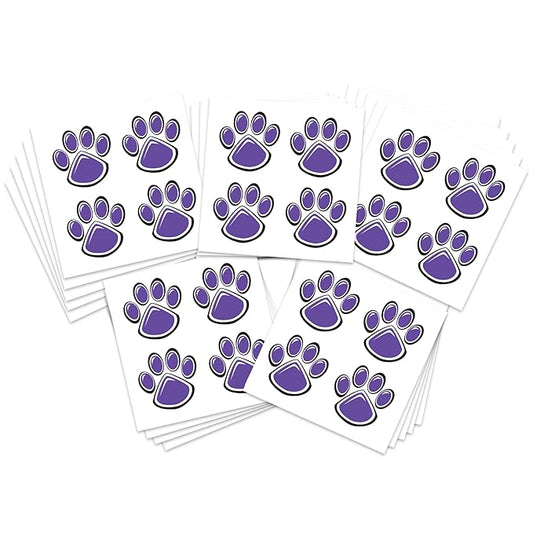 FashionTats Sport Spirit Temporary Tattoos | 100 Tattoos (Purple Paw)