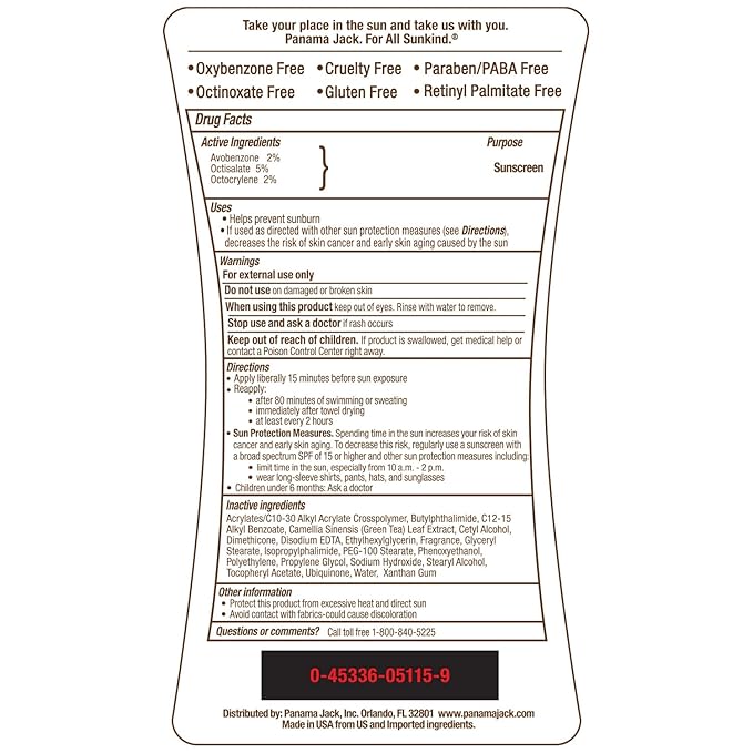 Panama Jack Sunscreen Suntan Lotion - SPF 15, Broad Spectrum UVA/UVB Protection, PABA, Paraben, Gluten & Cruelty Free, 6 FL OZ (Pack of 12)