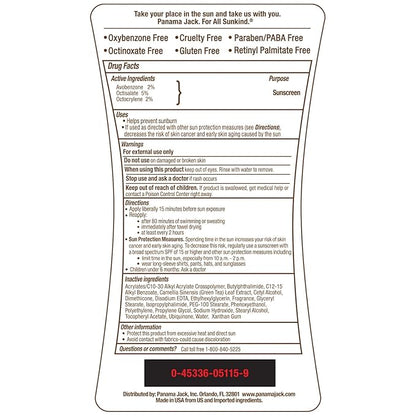 Panama Jack Sunscreen Suntan Lotion - SPF 15, Broad Spectrum UVA/UVB Protection, PABA, Paraben, Gluten & Cruelty Free, 6 FL OZ (Pack of 12)