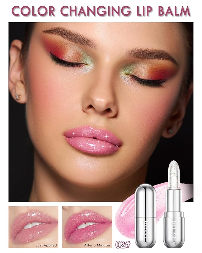 Glitter Balm Long Lasting PH Lipstick, Jelly Color Glitter