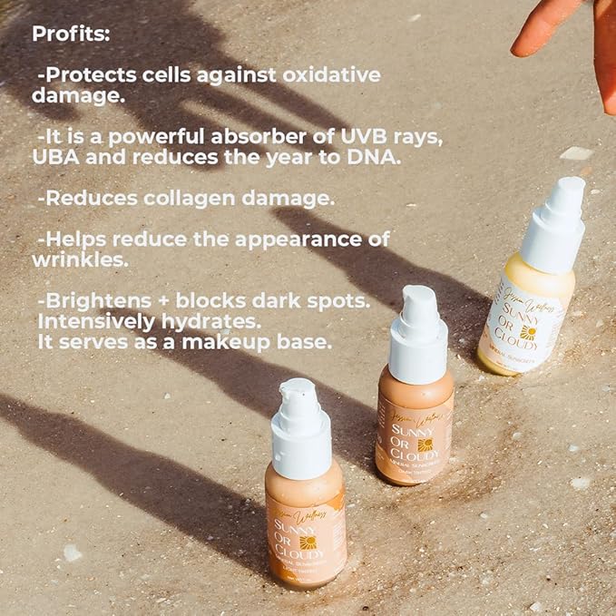 Jessica Wellness Mineral Sunscreen + Hydrating Serum with Broad Spectrum SPF 30 & Antioxidants, Oil-Free, Fragrance Free, Non-Nano Zinc Oxide. 1 oz (Light)