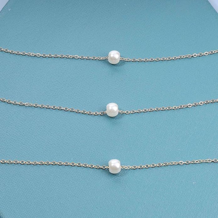 Boho Layered Pearl Necklace Choker Gold Pearl Pendant