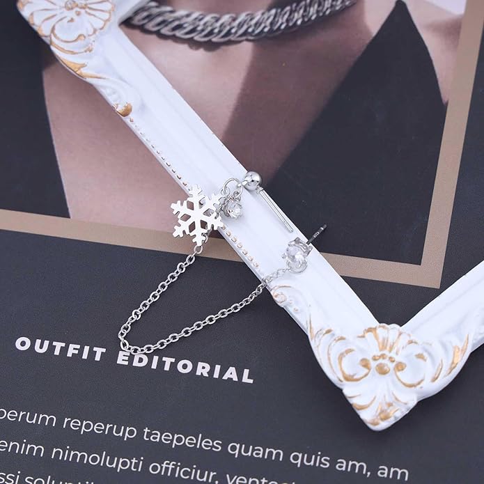 Vintage Crystal Snowflake Cuff Chain Earrings