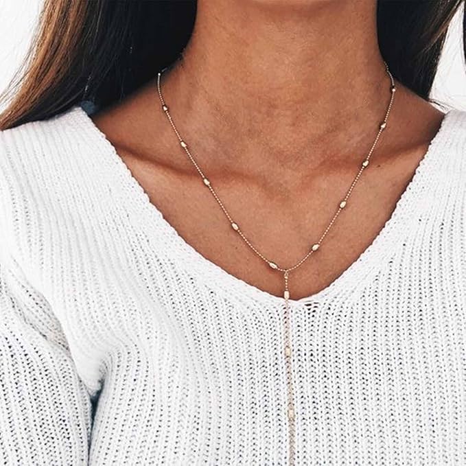 Bohemia Layered Y Lariat Choker Necklace Long Rhinestone