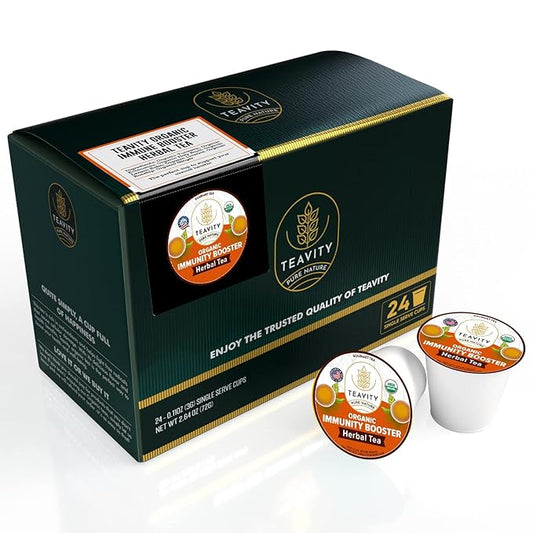 Organic Ginger with Echinacea, Turmeric, and Licorice for Keurig Decaf Tea by Teavity (24 Tea Pods)