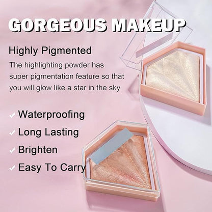 White Highlighter Makeup Palette Face Highlighter Powder Iluminadores Fairy Pink