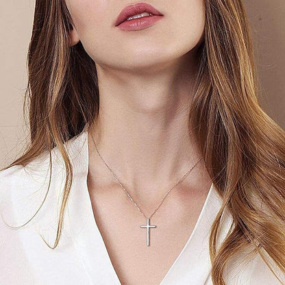 Boho Cross Necklace Chain Tiny Silver