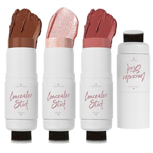 3 Pcs Cream Contour Stick Makeup Kit,Shades with Long-lasting Effect(#01,05,08)
