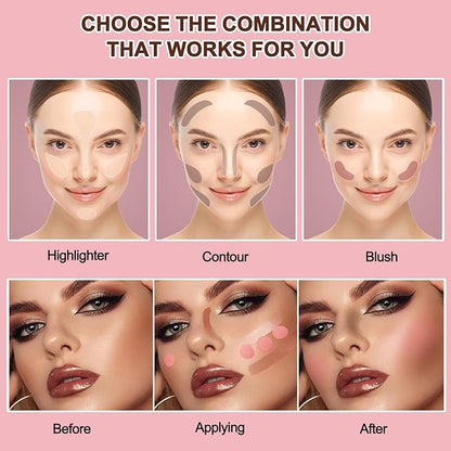 3 Pcs Cream Contour Stick Makeup Kit,Shades with Long-lasting Effect(#02,06,09)