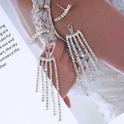 Vintage Rhinestone Chandelier Drop Earrings Crystal