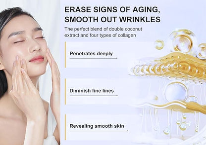 Coconut Collagen Serum For Face with Vitamin C - Anti Aging, Discoloration Correcting & Hydrating Serums - Hyaluronic Acid, Niacinamide & Bakuchiol - Vegan Dark Spot Remover - 1.08 Oz.