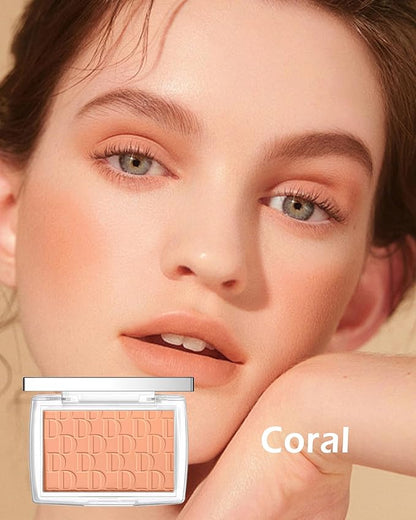 Powder Blush Palette, Matte Powder Makeup Blush for Enhancing -#Coral