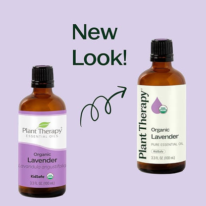 Plant Therapy Organic Lavender Essential Oil 100% Pure, USDA Certified Organic, Undiluted, Natural Aromatherapy, Therapeutic Grade 100 mL (3.3 oz)