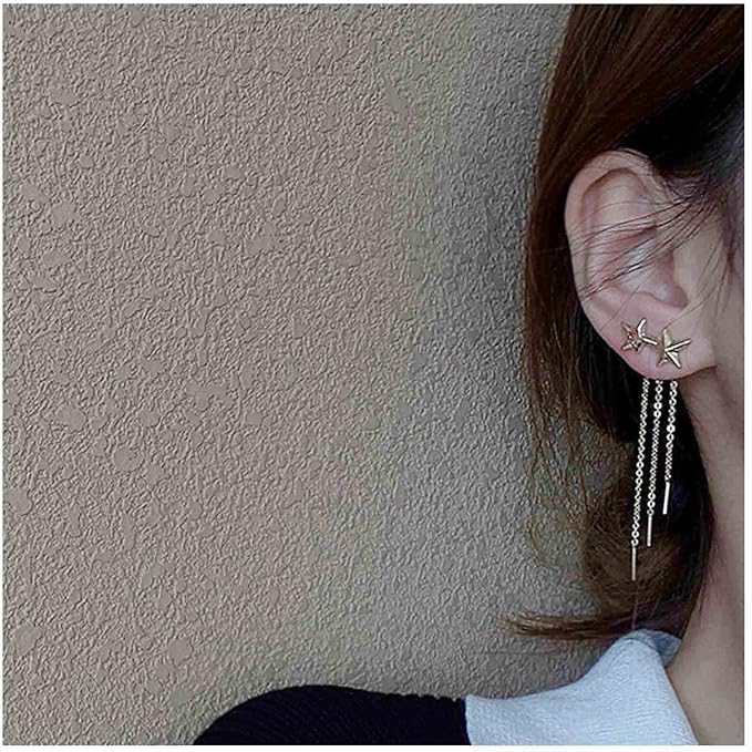 Boho Star Ear Jacket Earrings Gold