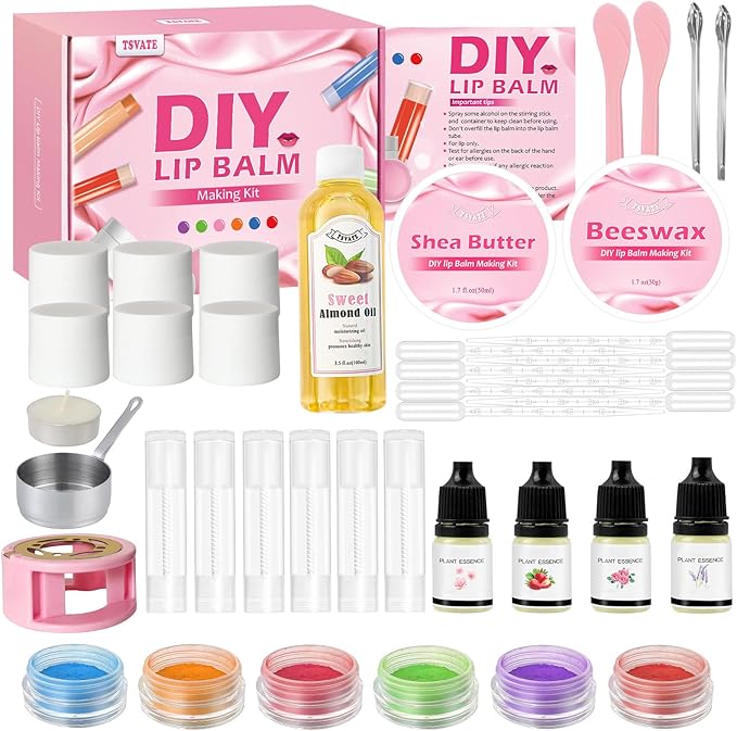 TSVATE DIY Lip Balm Kit, 47Pcs Gift