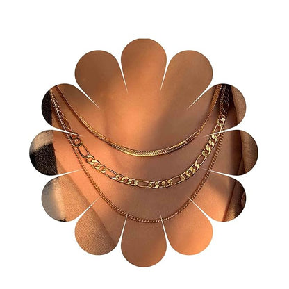 Punk Layered Figaro Chain Necklace Gold