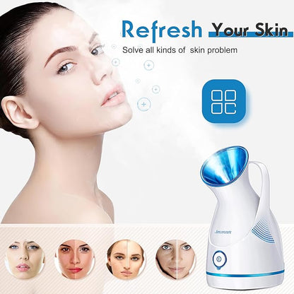 Amconsure Facial Steamer - Nano Ionic Face Steamer Warm Mist Steamer for Home Sauna SPA, Humidifier for Deep Cleaning Unclogs Pores Sinuses(Blue)
