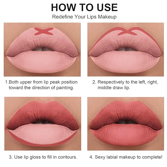 12Pcs Lip Liner and Lipstick Set, Super Long Long