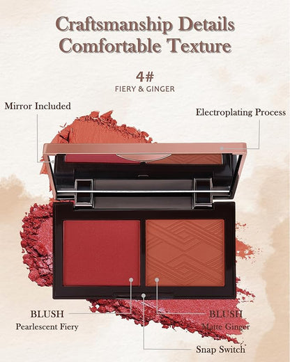 Matte Blush Powder Palette-2Colors Cruelty-Free Buildable Facial Cheek for Women-04
