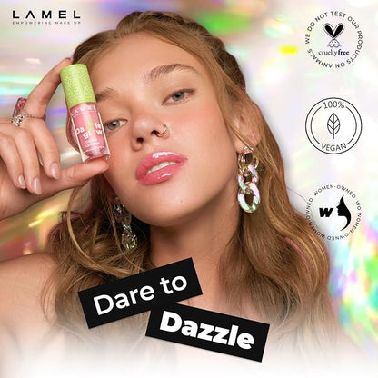 Lamel Dazzle Glow Crystal Clear Lip Gloss - Hydrating Lip Gloss - Non Sticky Lip Gloss - Colored Lip Gloss - Lip Gloss Color - Mini Lip Gloss - Moisturizing Lip Gloss - №403 Fancy