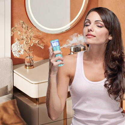 Nano Face Mister, Facial Steamer, USB Rechargeable Cool Mist Sprayer, 40ml Visual Water Tank, Face Mist for Eyelash Extensions, Facial Deep Cleaning, Makeup (Blue)