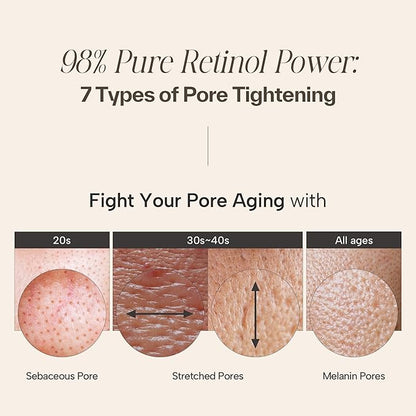Rice x Retinol Pore Lifting Serum 40ml - 60% Rice Water, 98% Pure Retinol for Pore Tightening, Wrinkle Reduction, and Skin Firming - for Pore Improvement and Skin Hydration