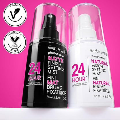 wet n wild Photo Focus Setting Mist, Up to 24HR Wear, Lightweight & Nourishing with Provitamin B5 & E, Suitable for All Skin Types, Cruelty-Free & Vegan - Natural Finish