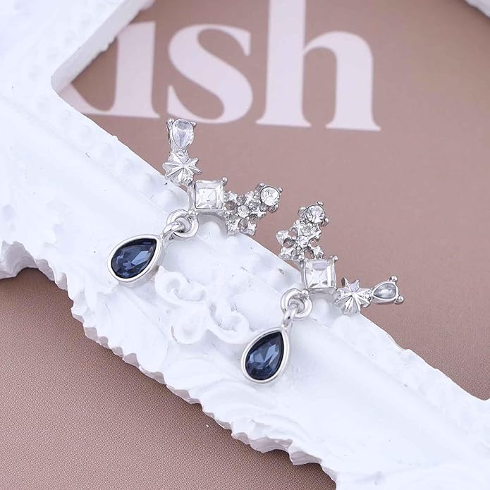 Vintage Teardrop Sapphire Earrings Crystal Climber
