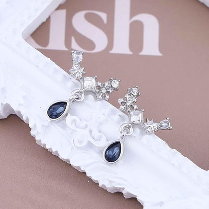 Vintage Teardrop Sapphire Earrings Crystal Climber