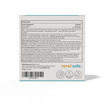 Reef Safe Sunscreen SPF 50 Mineral Face Balm, Hawaii & Mexico Approved, Biodegradable, Zinc, Allantoin, Oxybenzone & Octinoxate Free, Water Resistant, Biodegradable, Natural Ingredients by Coral Safe