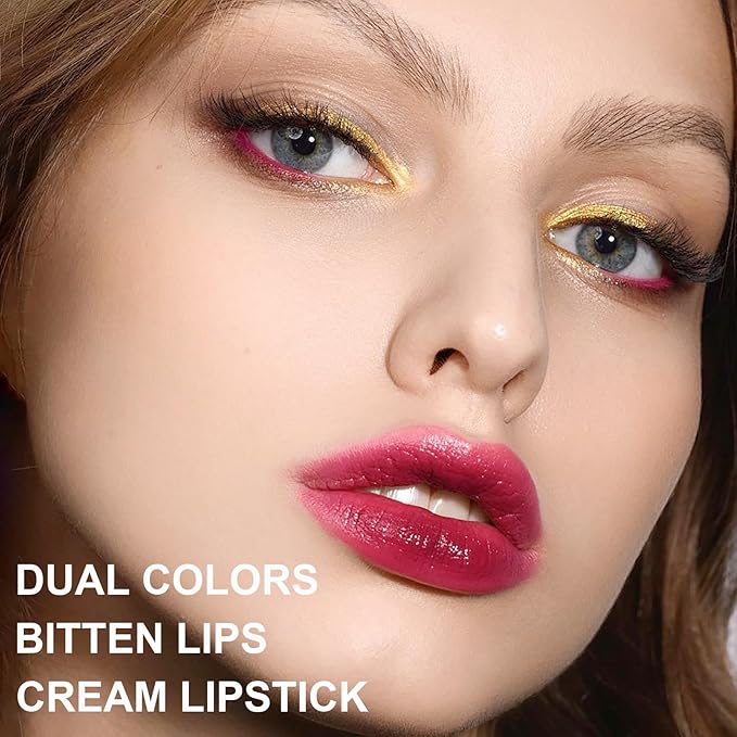 4Pcs Bitten Lips Lipstick Set, Shiny Nude Matte Long