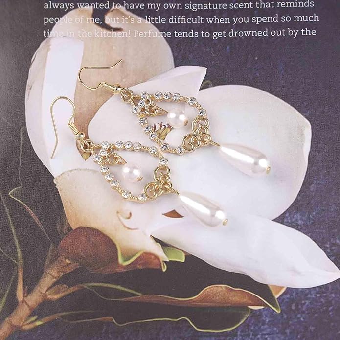 Vintage Crystal Pearl Drop Earrings Teardrop