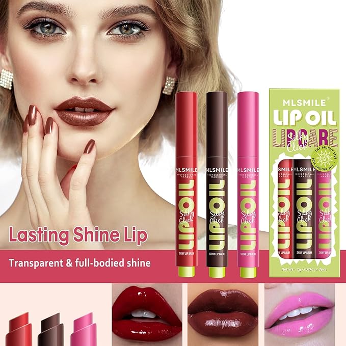 Click Lip Gloss Pen For Women Plumping Lip Stain Color Changing Waterproof Long Lasting Jelly Tinted Lip Balm Hydrating Lip Oil For Dry Lips （07 08 09）