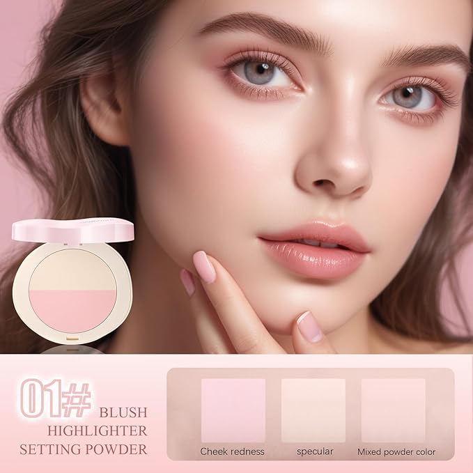 Pink Setting Powder, 3 in 1 Blush Palette