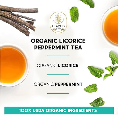 Organic Licorice Mint Tea Pods for Keurig - Natural Decaf Peppermint Tea by Teavity (36 Tea Pods)