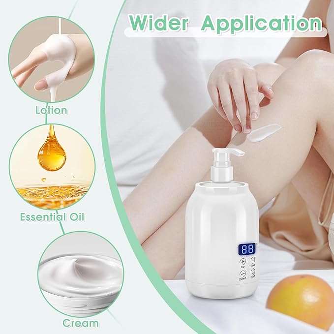Gugxiom Massage Oil Warmer, LED Display Single Bottle Lotion Heater, Temperature Control Massage Table Warmer with 2 Oil Bottles, for Lotion Cream Massage Oil (US Plug)