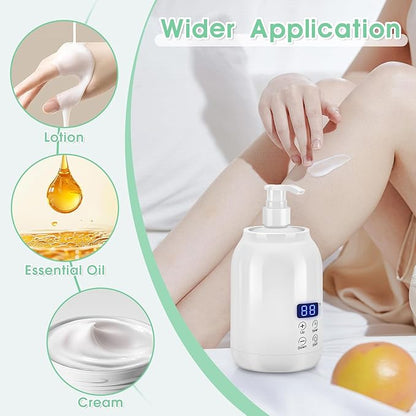 Gugxiom Massage Oil Warmer, LED Display Single Bottle Lotion Heater, Temperature Control Massage Table Warmer with 2 Oil Bottles, for Lotion Cream Massage Oil (US Plug)